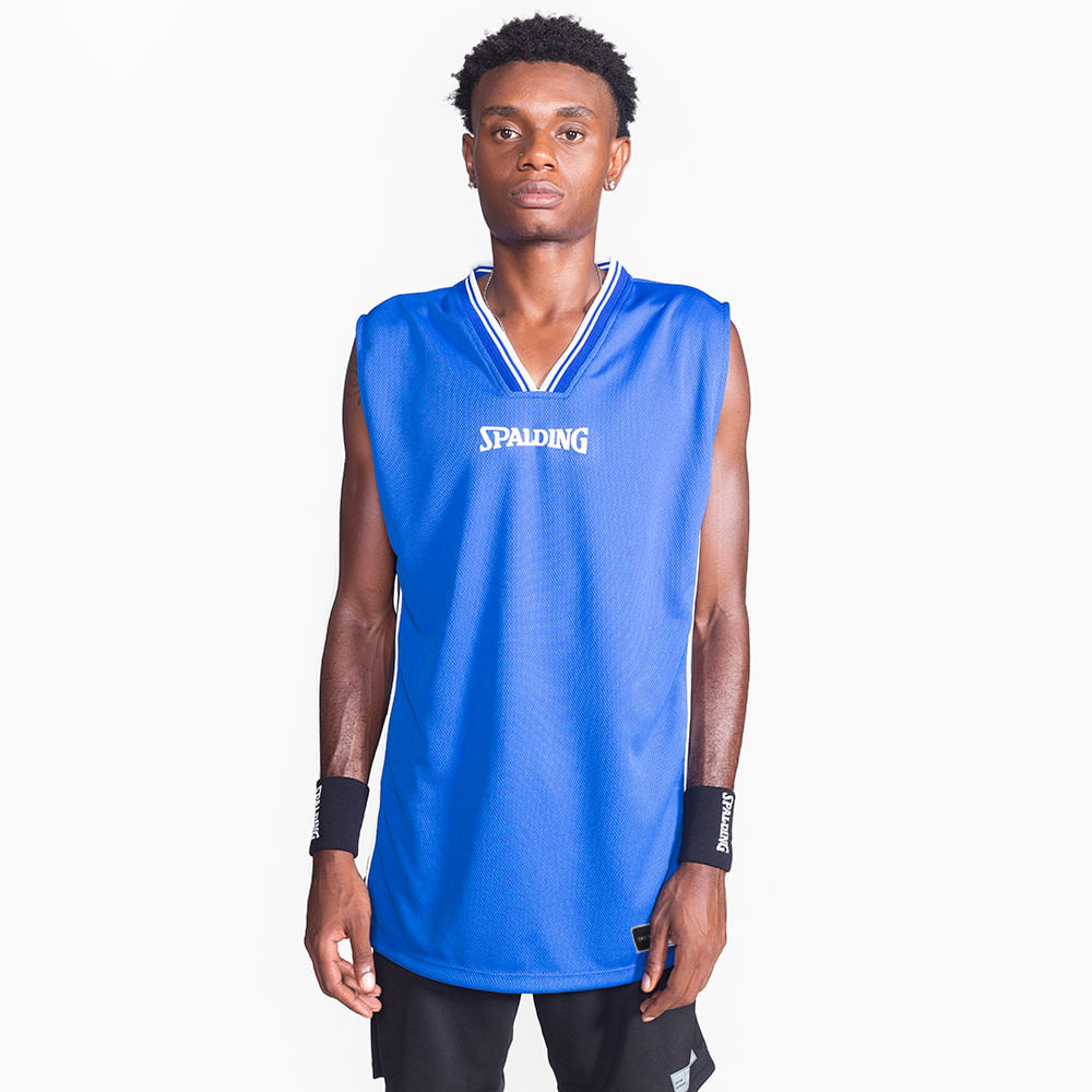 Regata Spalding Jersey Mesh - Azul e Preto-0