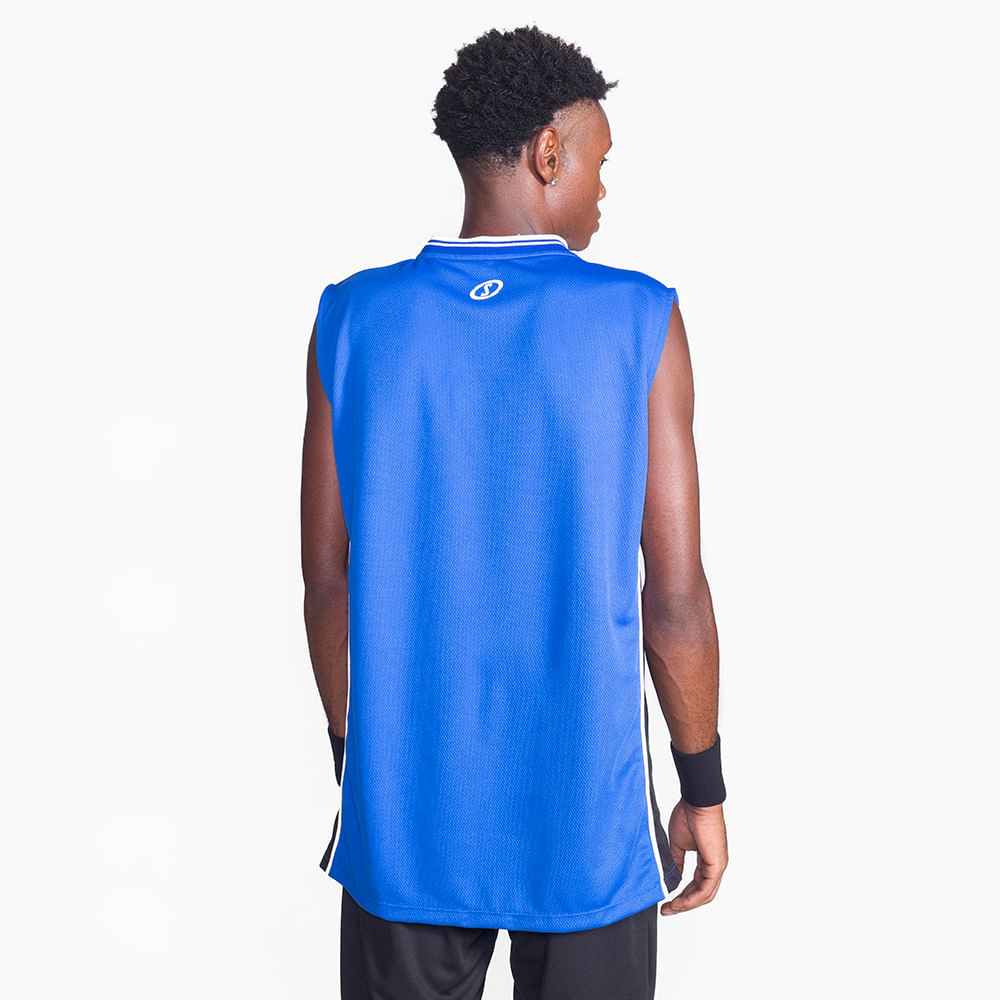 Regata Spalding Jersey Mesh - Azul e Preto-1