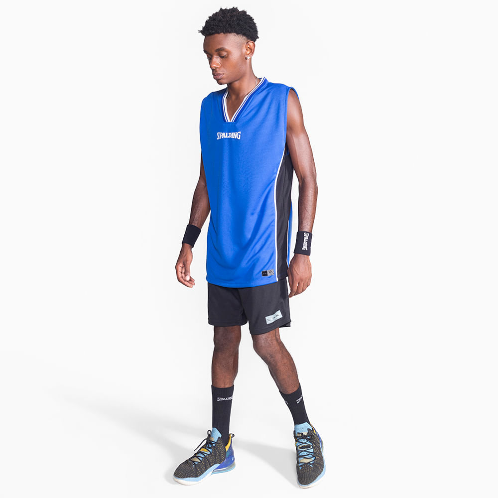 Regata Spalding Jersey Mesh - Azul e Preto-2