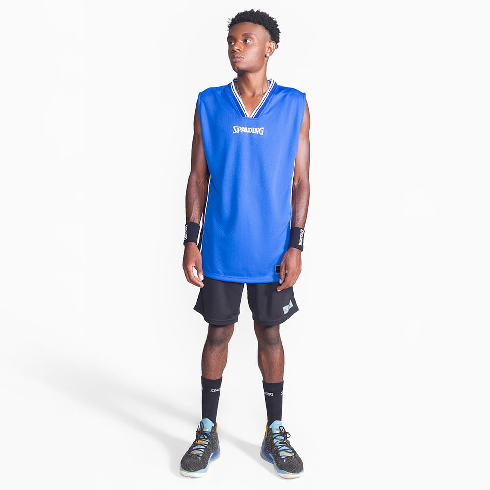 Regata Spalding Jersey Mesh - Azul e Preto-3