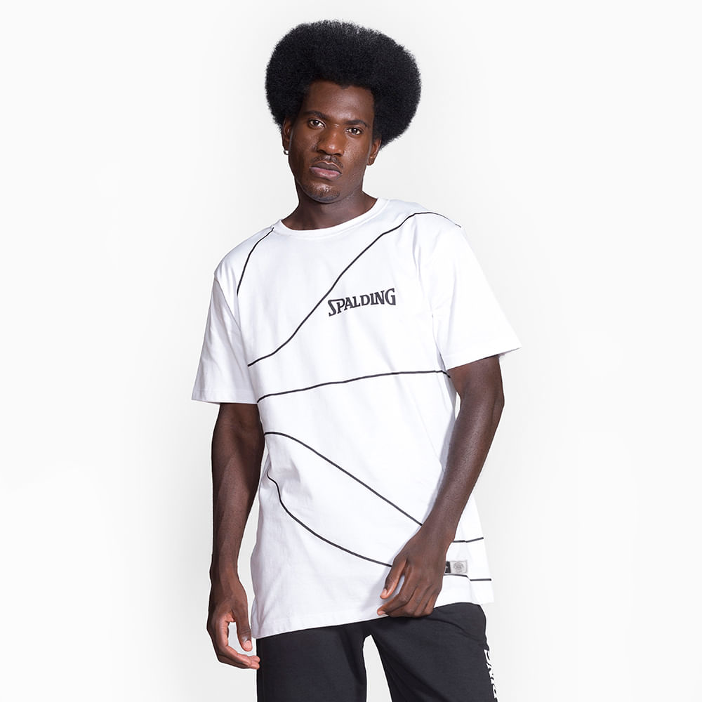 Camiseta Spalding Big Ball - Branco e Preto-0