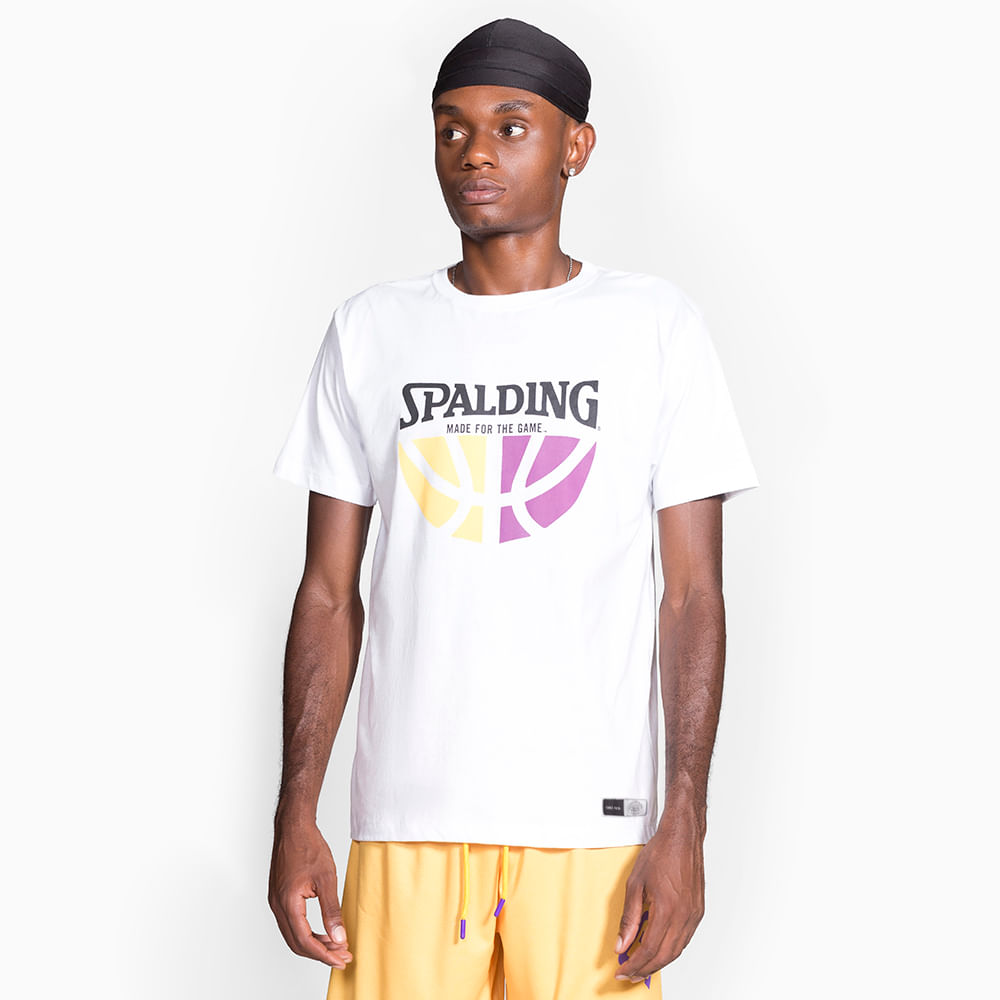 Camiseta Spalding Logo Ball - Branco e Amarelo-0
