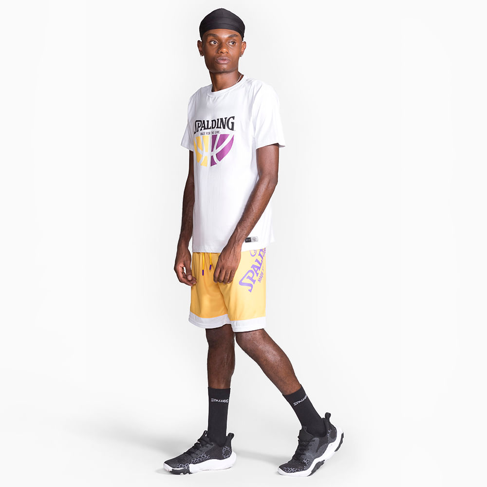 Camiseta Spalding Logo Ball - Branco e Amarelo-2