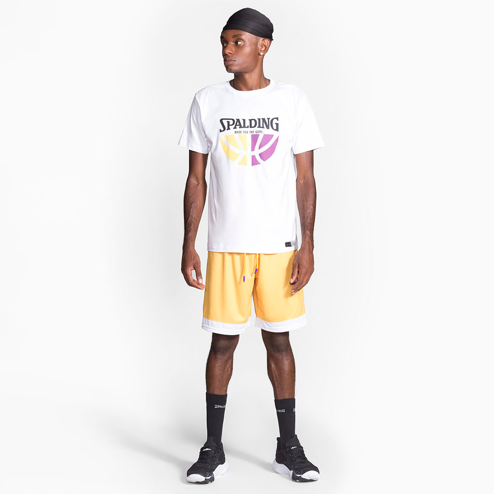 Camiseta Spalding Logo Ball - Branco e Amarelo-5