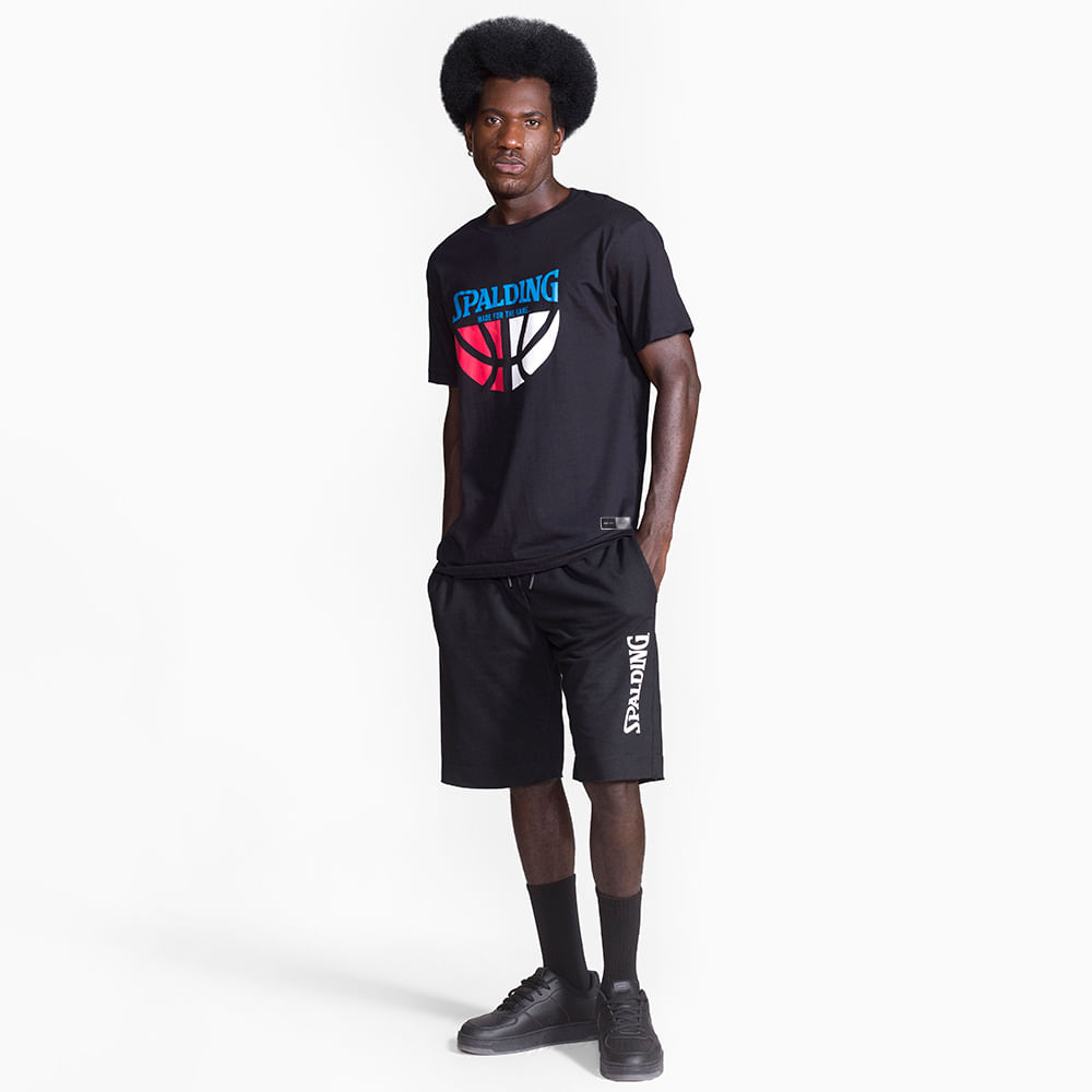 Camiseta Spalding Logo Ball - Preto e Azul-2