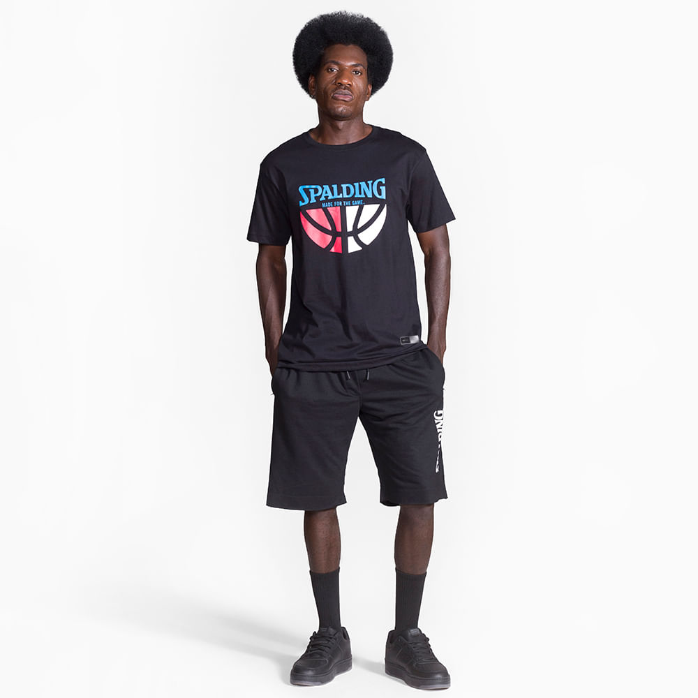 Camiseta Spalding Logo Ball - Preto e Azul-5