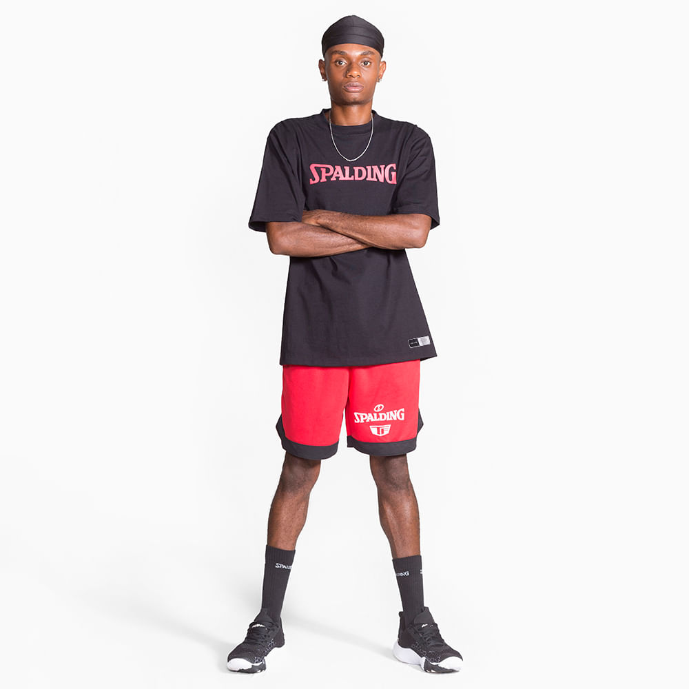 Camiseta Spalding Maxi - Preto e Vermelho-5