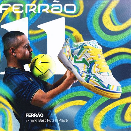 Chuteira de Futsal Joma Top Flex Rebound Ferrão II - Branco e Amarelo