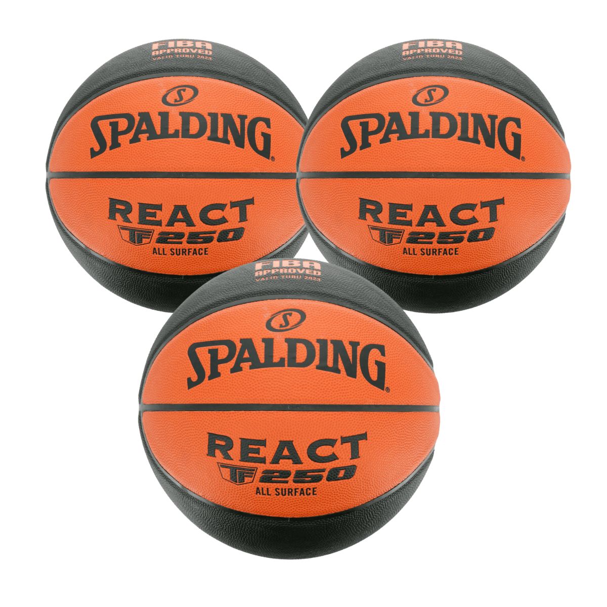 KIT 3 Bolas De Basquete Spalding React TF-250 FIBA - Tamanho:7-0