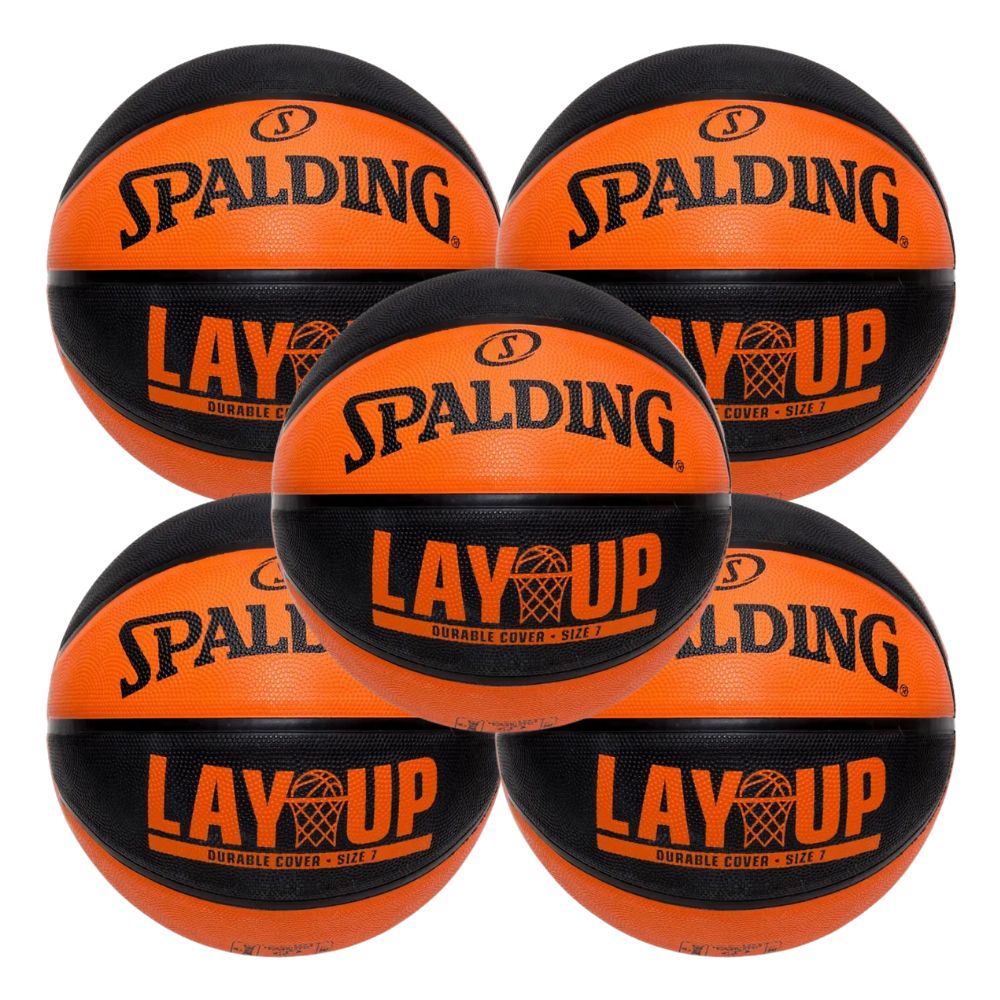 KIT 5 Bola de Basquete Spalding Lay-up Laranja e Preto - Tamanho:07-0