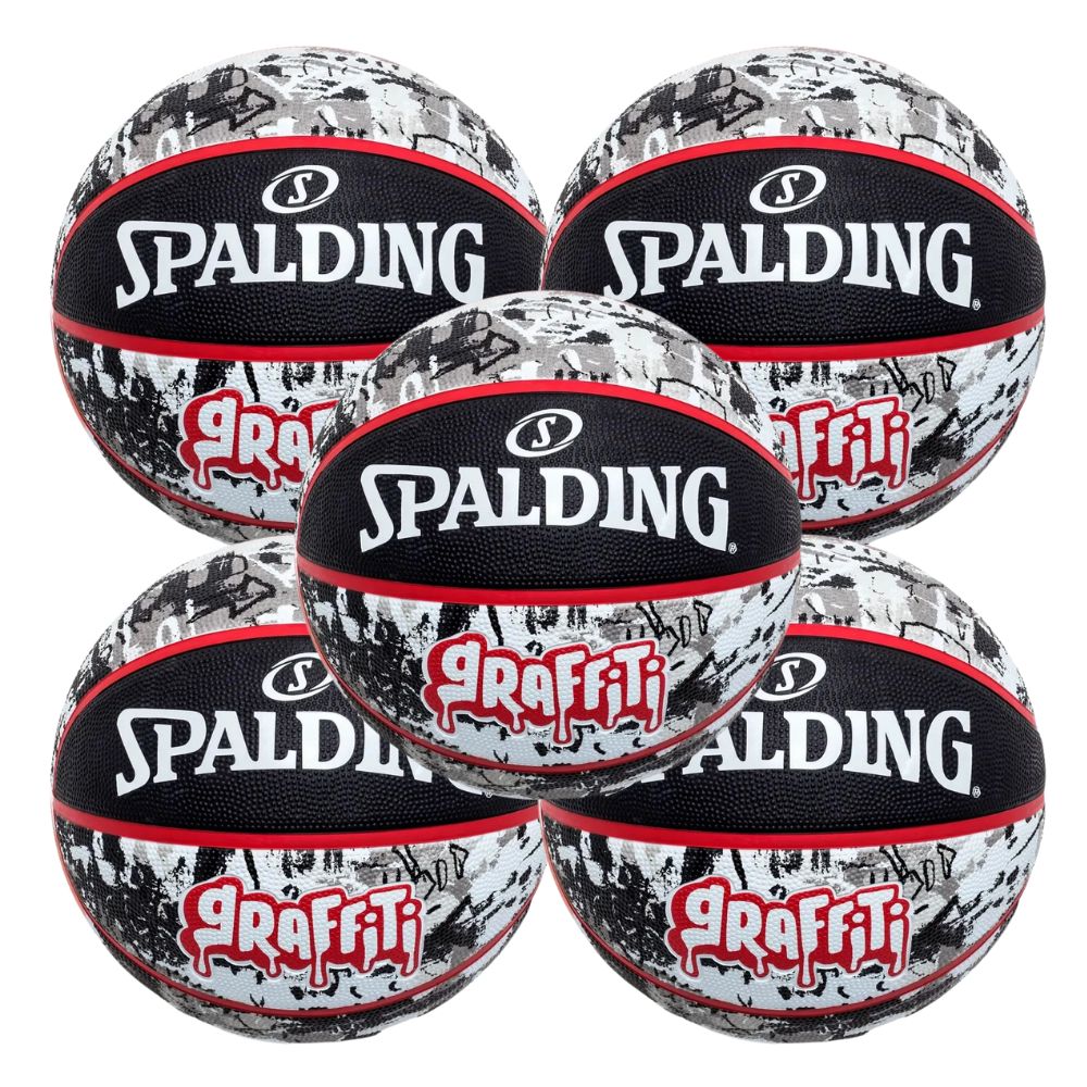 KIT 5 Bola de Basquete Spalding Graffiti Preto - Tamanho:07-0