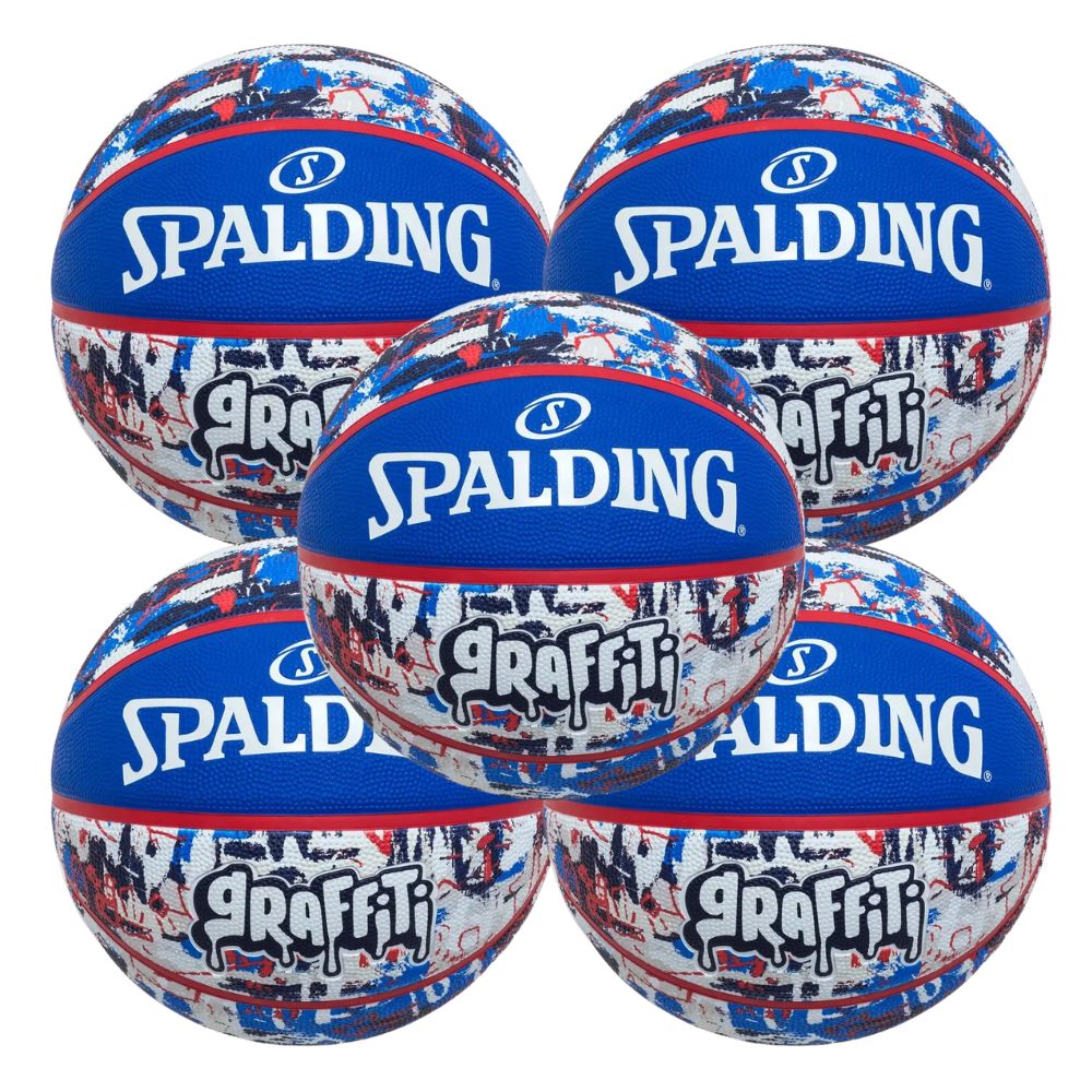 KIT 5 Bola de Basquete Spalding Graffiti Azul - Tamanho:07-0
