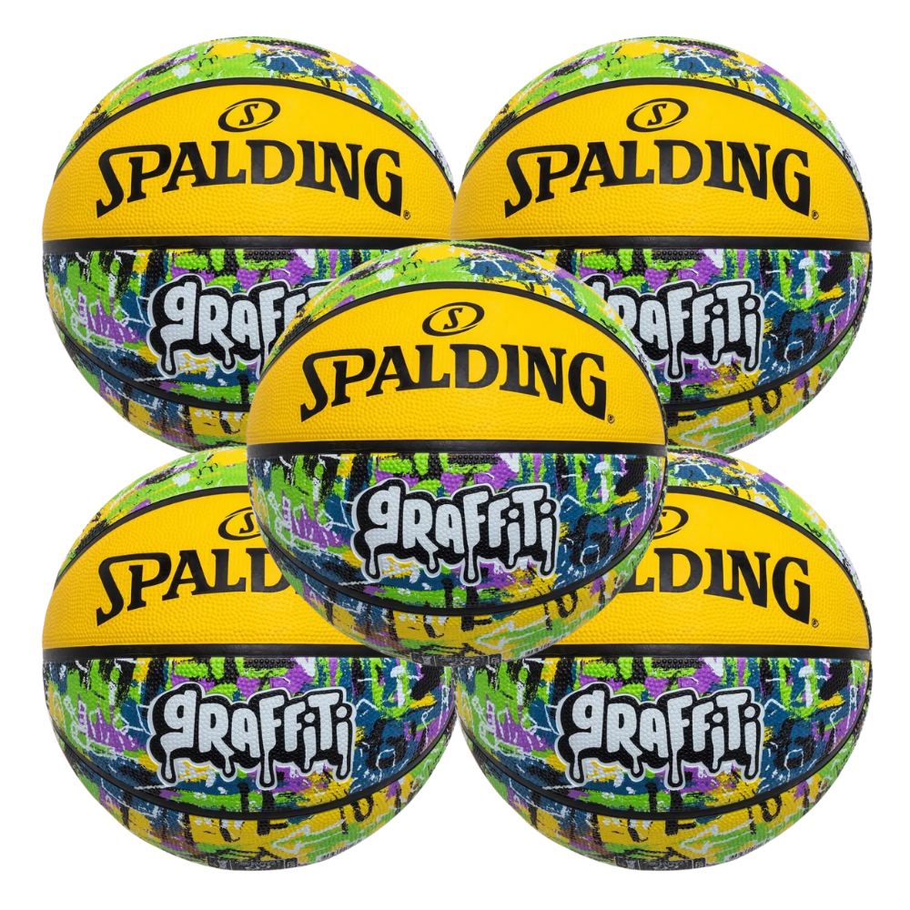 KIT 5 Bola de Basquete Spalding Graffiti Amarelo - Tamanho:07-0