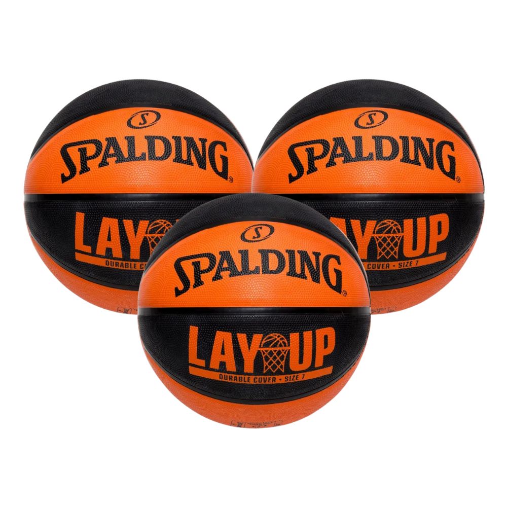 KIT 3 Bola de Basquete Spalding Lay-up Laranja e Preto - Tamanho:07-0
