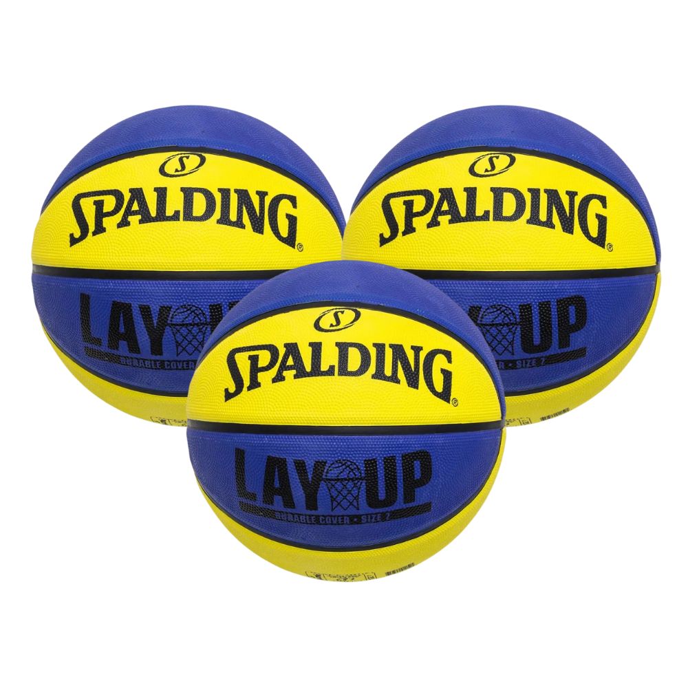 KIT 3 Bola de Basquete Spalding Lay-up Azul e Amarelo - Tamanho:07-0
