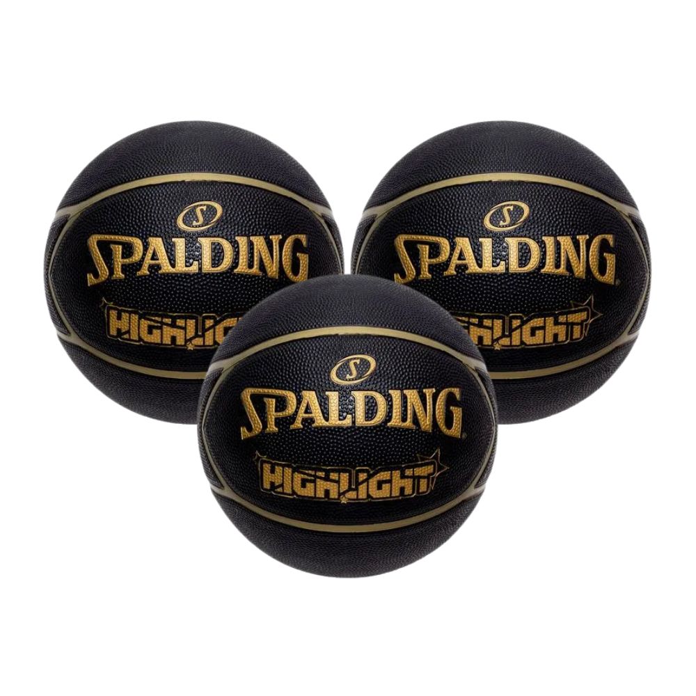 KIT 3 Bola de Basquete Spalding Highlight Amarelo - Tamanho:07-0