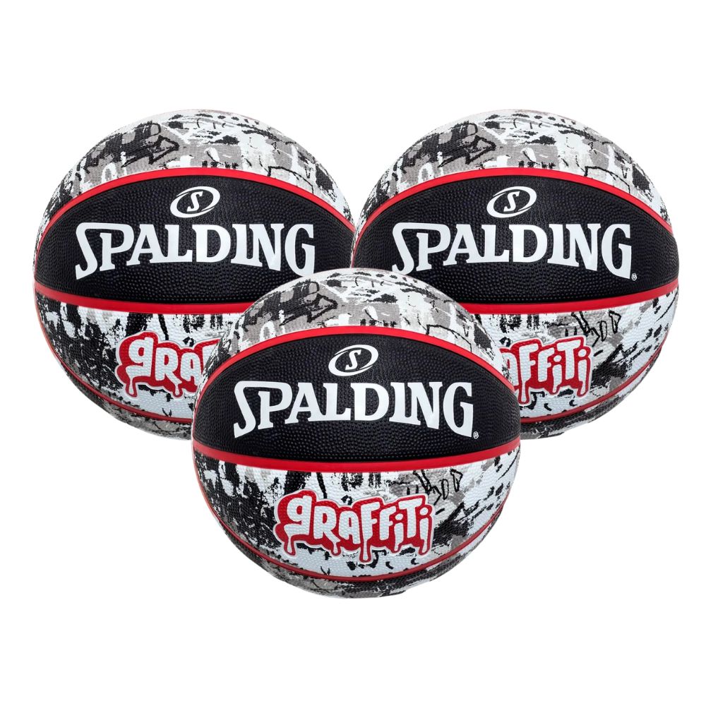 KIT 3 Bola de Basquete Spalding Graffiti Preto - Tamanho:07-0