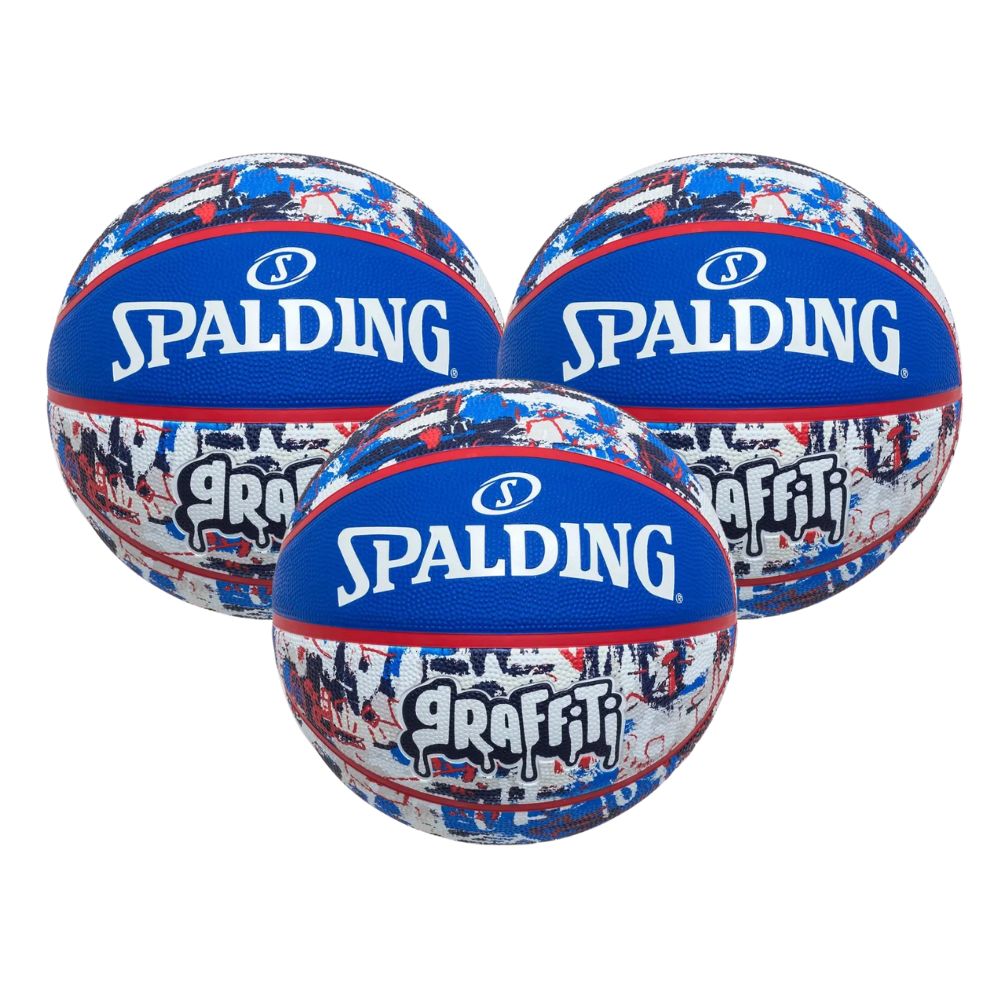 KIT 3 Bola de Basquete Spalding Graffiti Azul - Tamanho:07-0