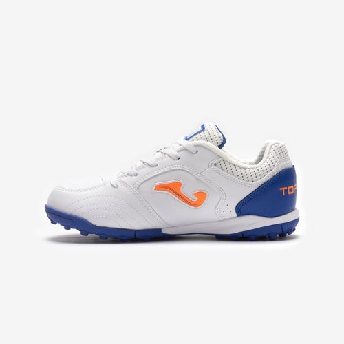 Chuteira de Society Joma Top Flex Infantil - Branco e Turquesa