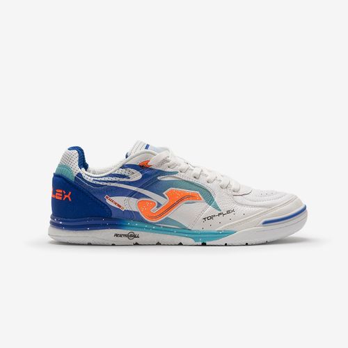 Chuteira de Futsal Joma Top Flex Rebound - Branco/Azul/Laranja