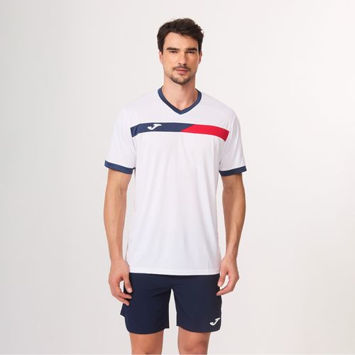 Camiseta Joma Court - Branco e Marinho