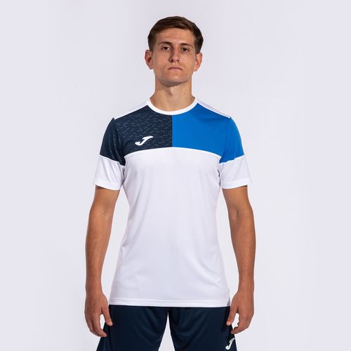 Camiseta Joma Crew V - Branco e Azul Royal