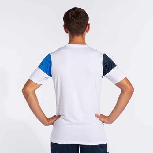 Camiseta Joma Crew V - Branco e Azul Royal