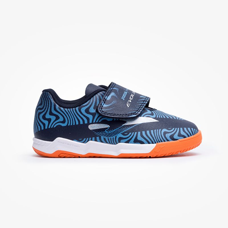 Chuteira-de-Futsal-Joma-Evolution-Velcro-Infantil-Azul-e-Laranja-1