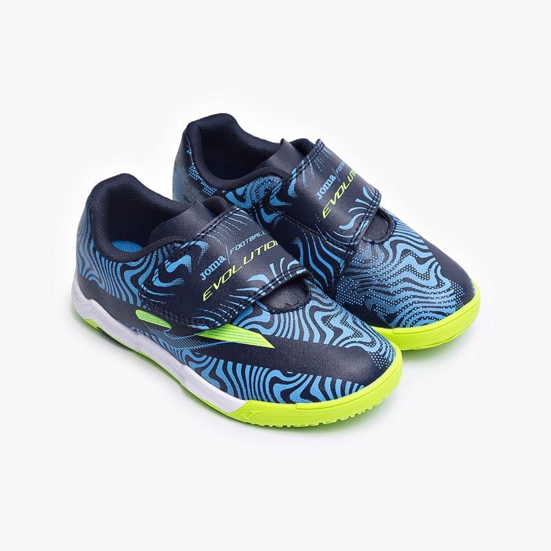 Chuteira-de-Futsal-Joma-Evolution-Velcro-Infantil-Azul-e-Verde-3