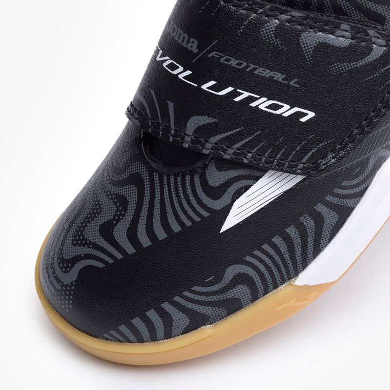 Chuteira-de-Futsal-Joma-Evolution-Velcro-Infantil-Preto-e-Branco-7