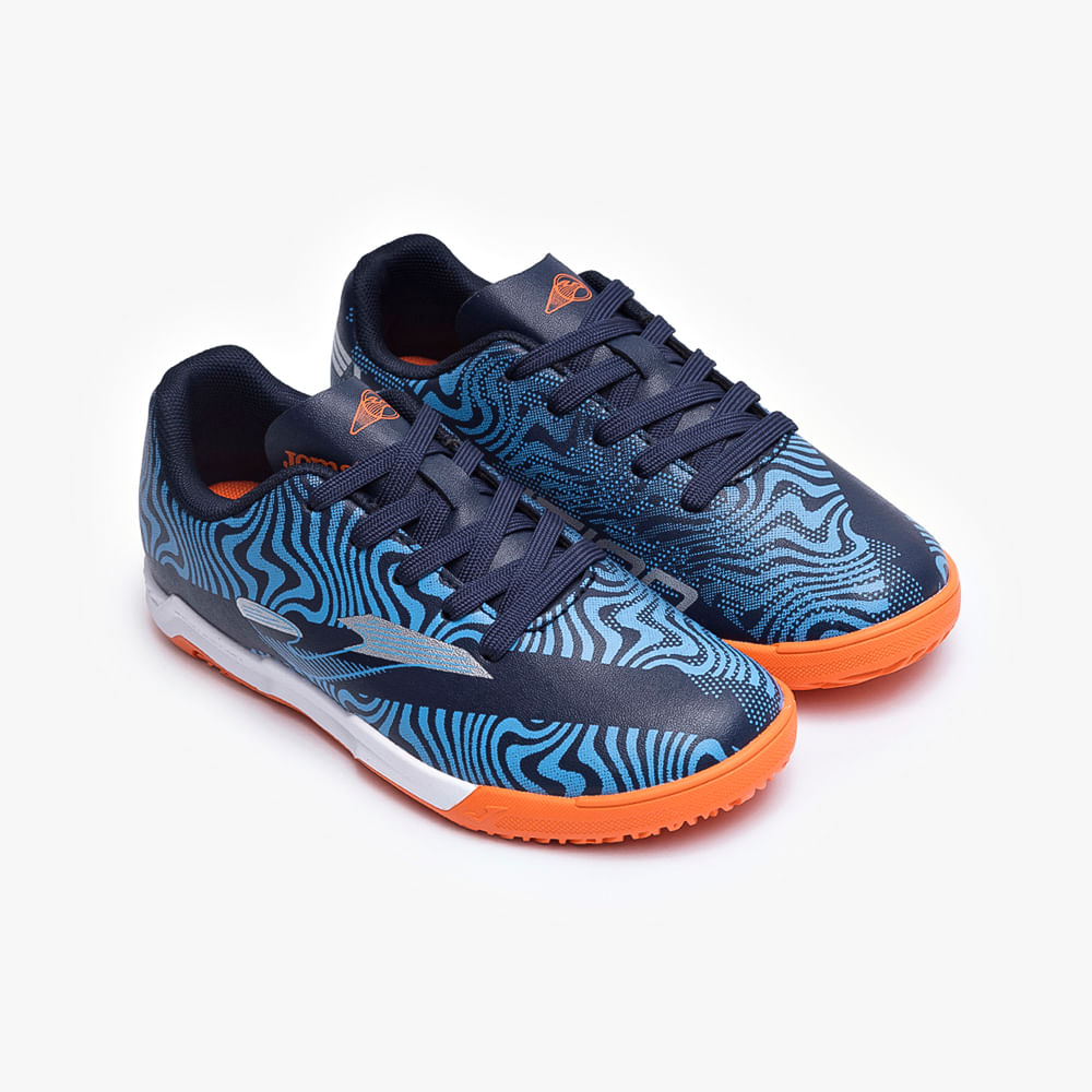 Chuteira de Futsal Joma Evolution Infantil - Azul e Laranja