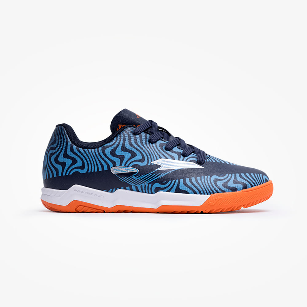 Chuteira de Futsal Joma Evolution Infantil Azul e Laranja-0