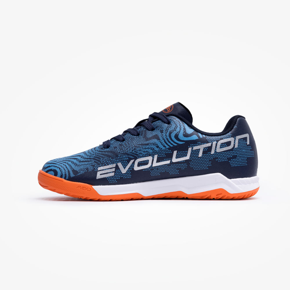 Chuteira de Futsal Joma Evolution Infantil Azul e Laranja-1
