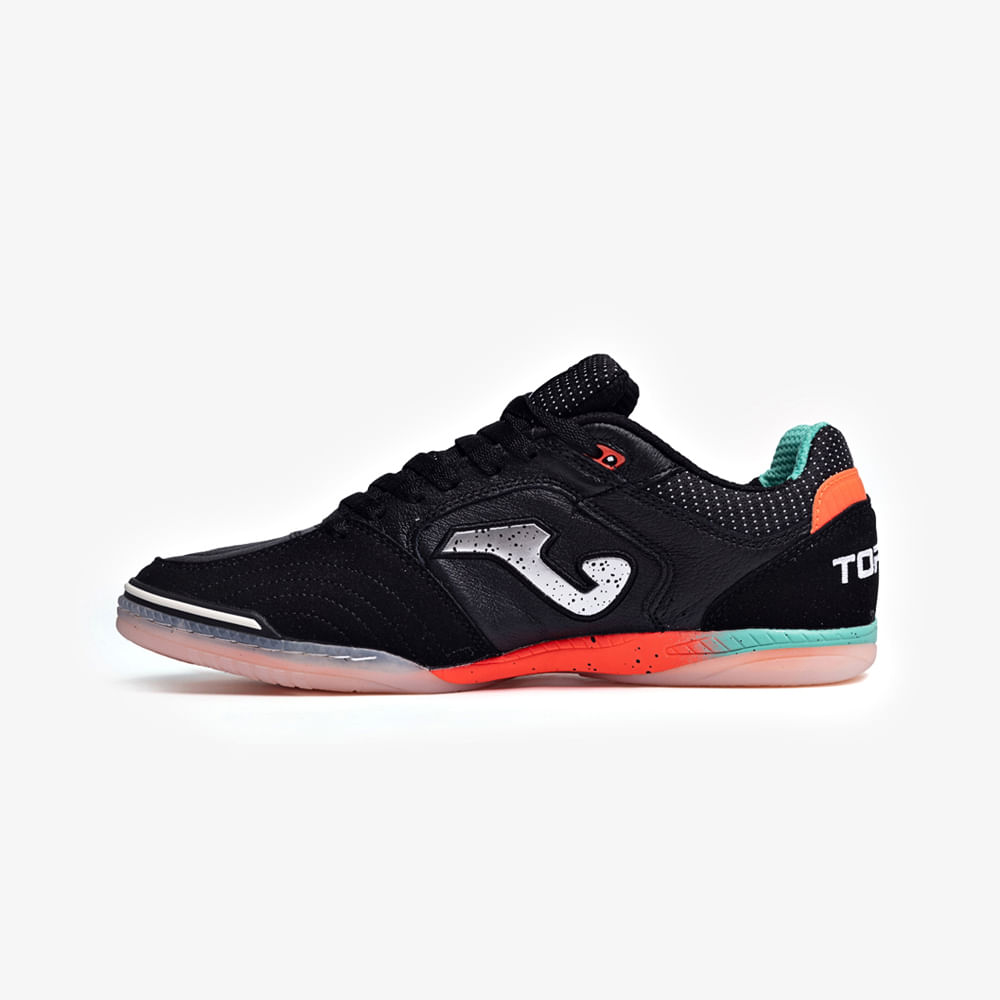 Chuteira de Futsal Joma Top Flex Masculina Preto e Coral-1