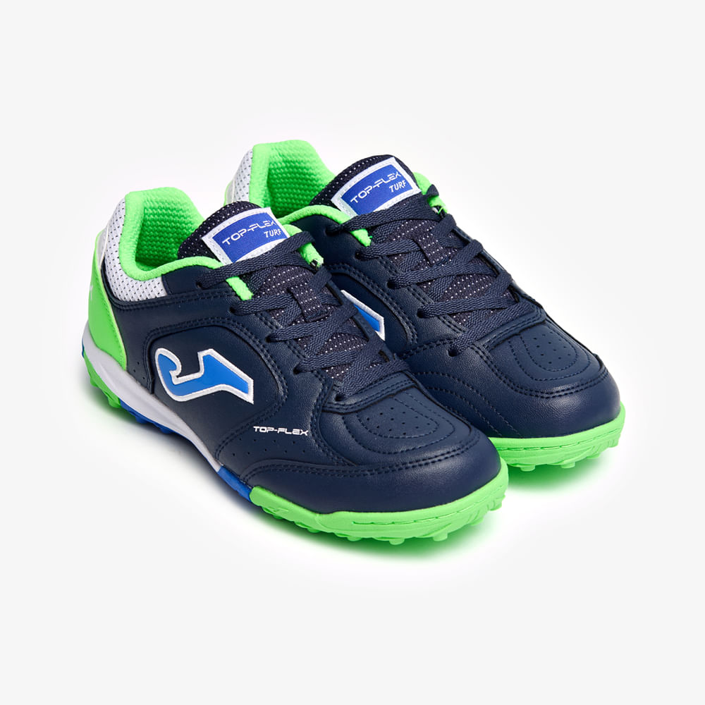 T-MAJE Chuteira de Society Joma Top Flex Infantil - Azul Marinho e Verde
