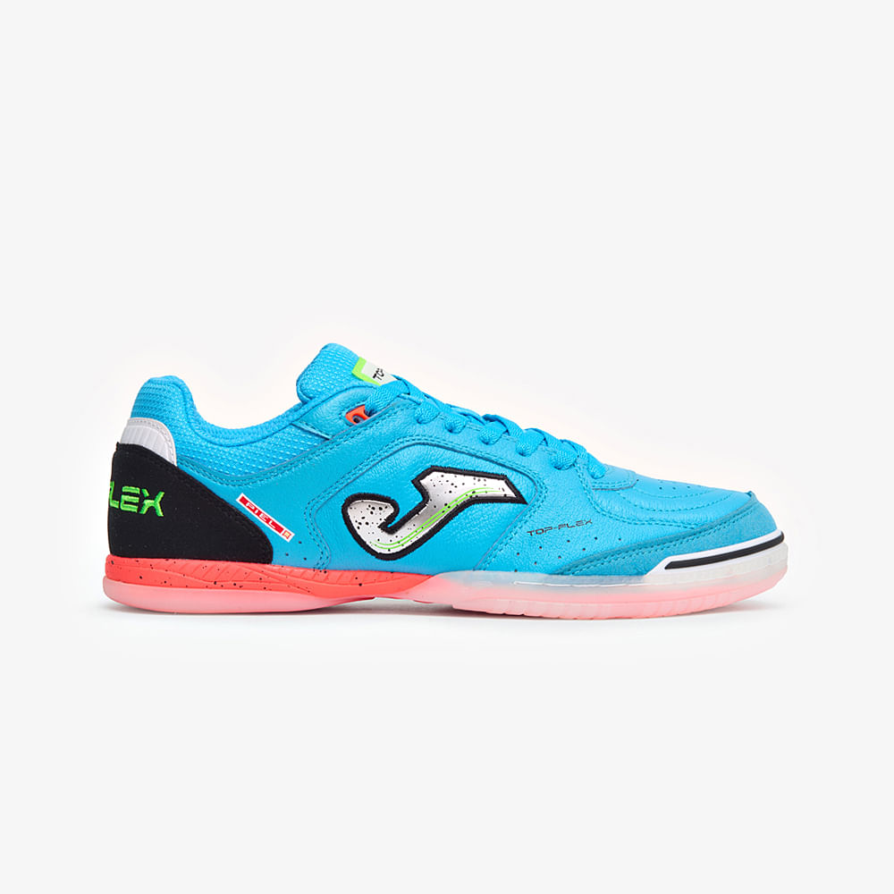 Chuteira de Futsal Joma Top Flex  Masculina Azul Turquesa e Laranja-0