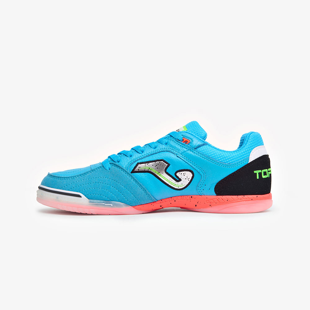 Chuteira de Futsal Joma Top Flex  Masculina Azul Turquesa e Laranja-1