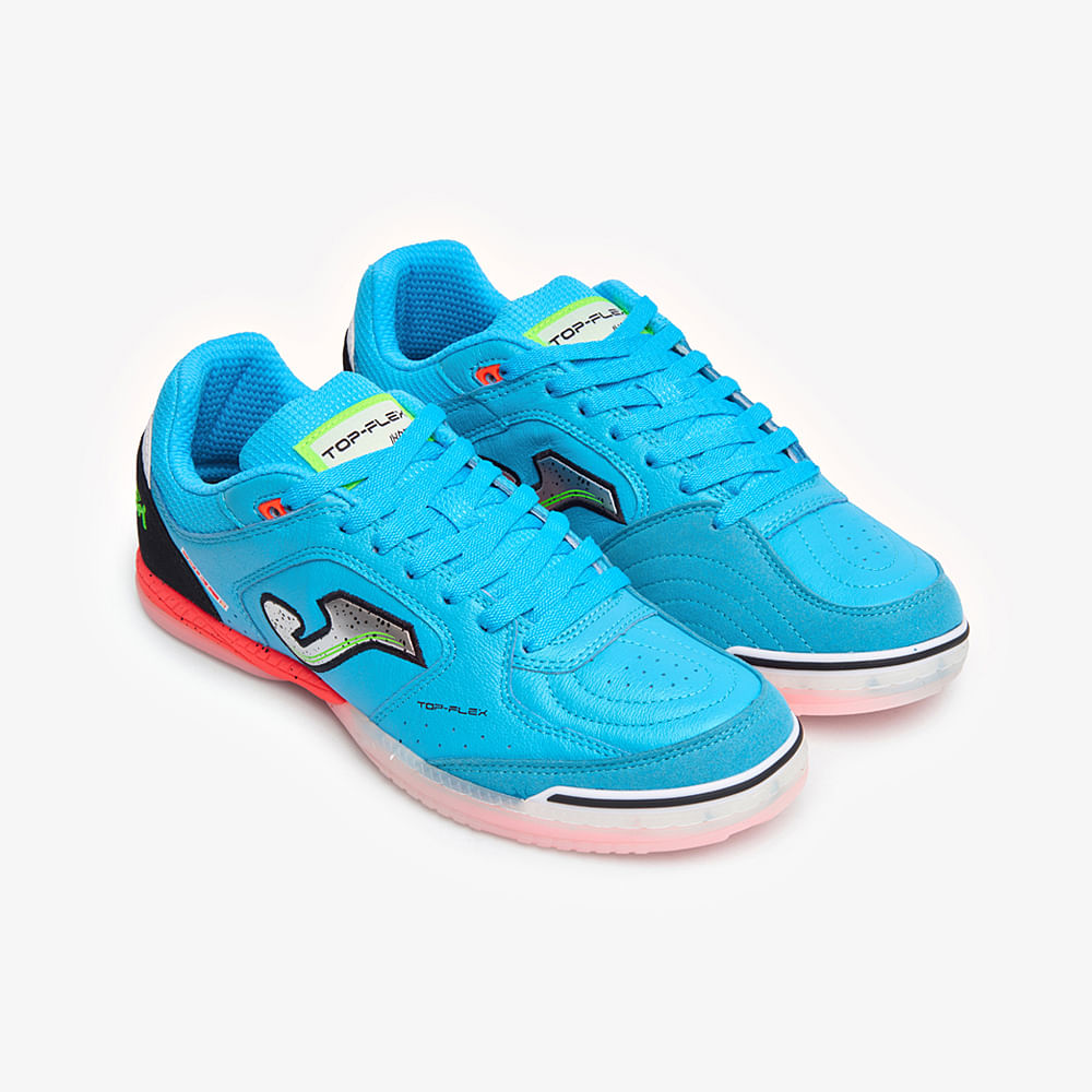 Chuteira de Futsal Joma Top Flex  Masculina Azul Turquesa e Laranja-2