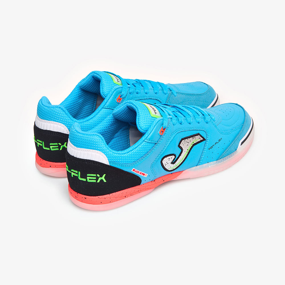 Chuteira de Futsal Joma Top Flex  Masculina Azul Turquesa e Laranja-3
