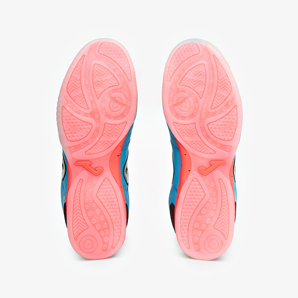 Chuteira de Futsal Joma Top Flex  Masculina Azul Turquesa e Laranja-5