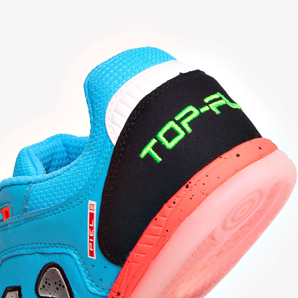 Chuteira de Futsal Joma Top Flex  Masculina Azul Turquesa e Laranja-6