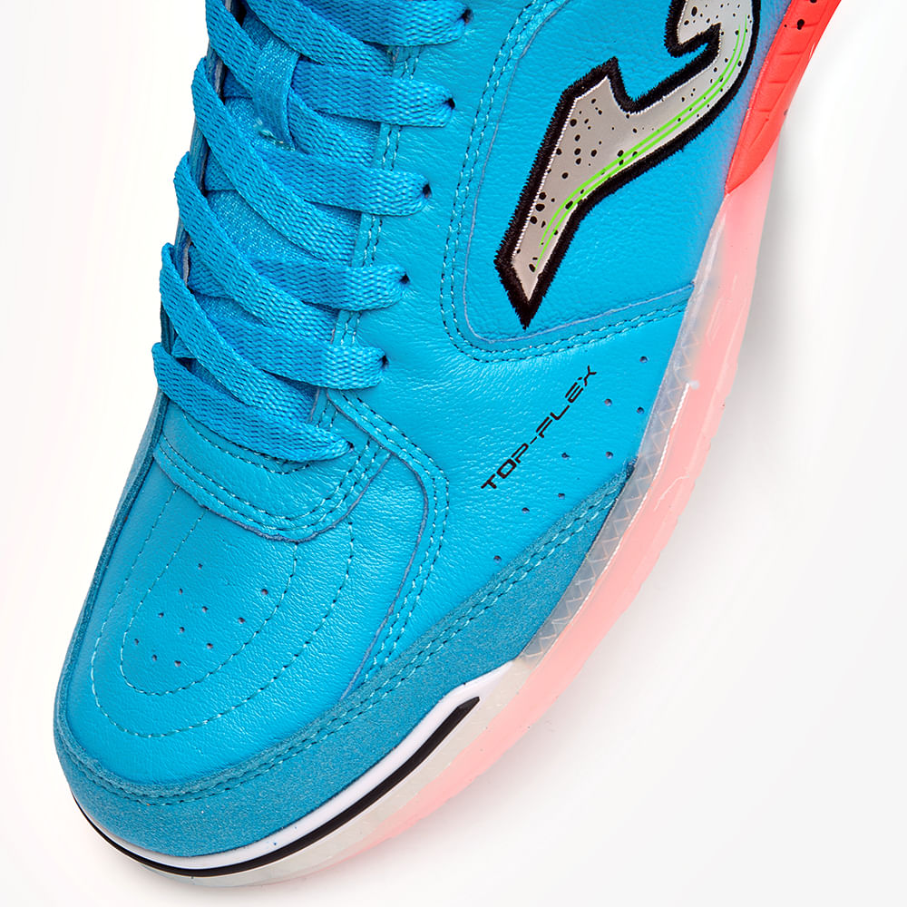 Chuteira de Futsal Joma Top Flex  Masculina Azul Turquesa e Laranja-7