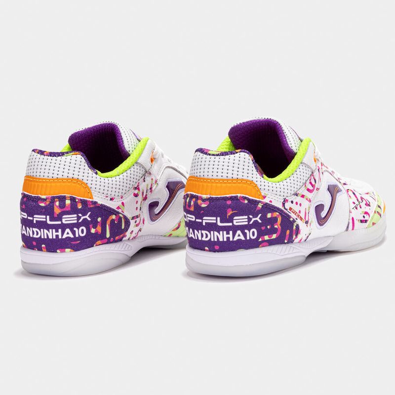 Chuteira de Futsal Joma Top Flex Amandinha - Branco e Roxo