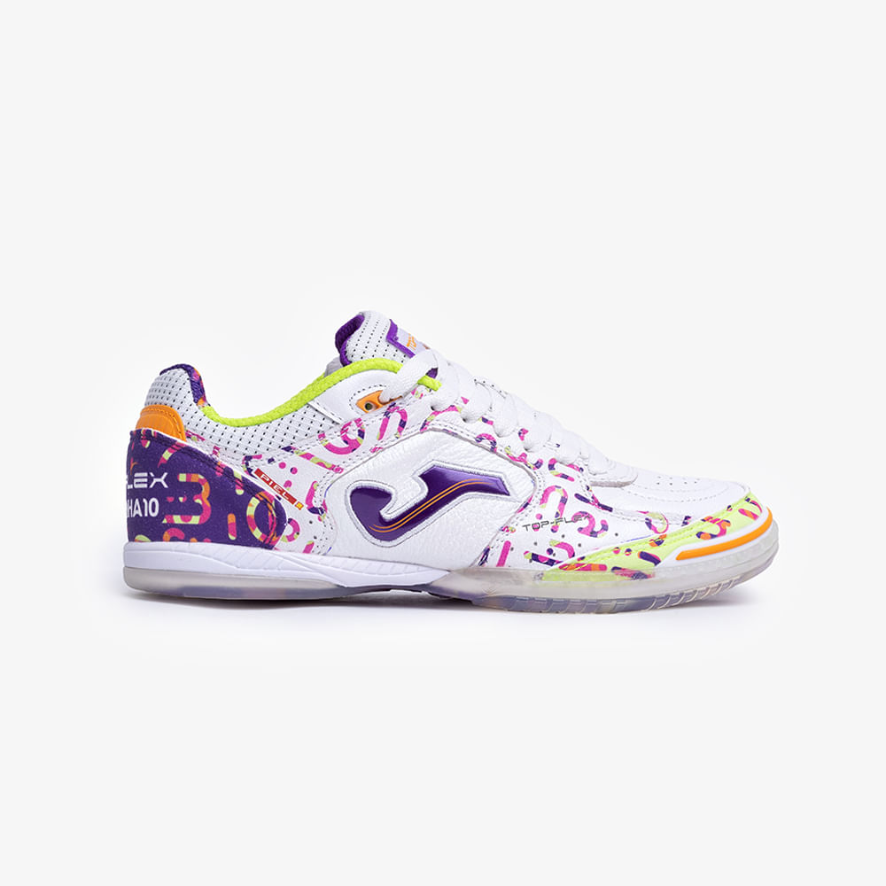 Chuteira de Futsal Joma Top Flex Amandinha Feminina Branco e Roxo-0