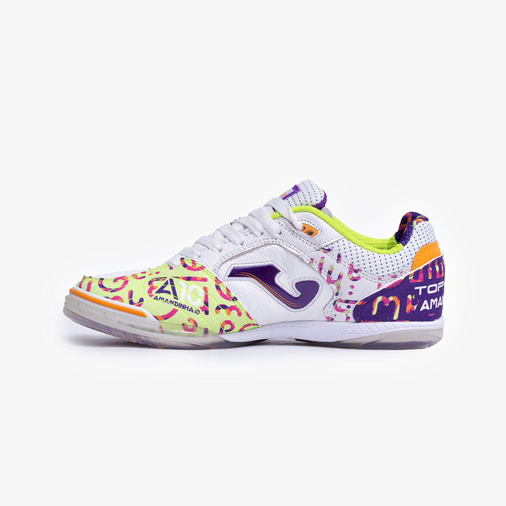 Chuteira de Futsal Joma Top Flex Amandinha Feminina Branco e Roxo-2