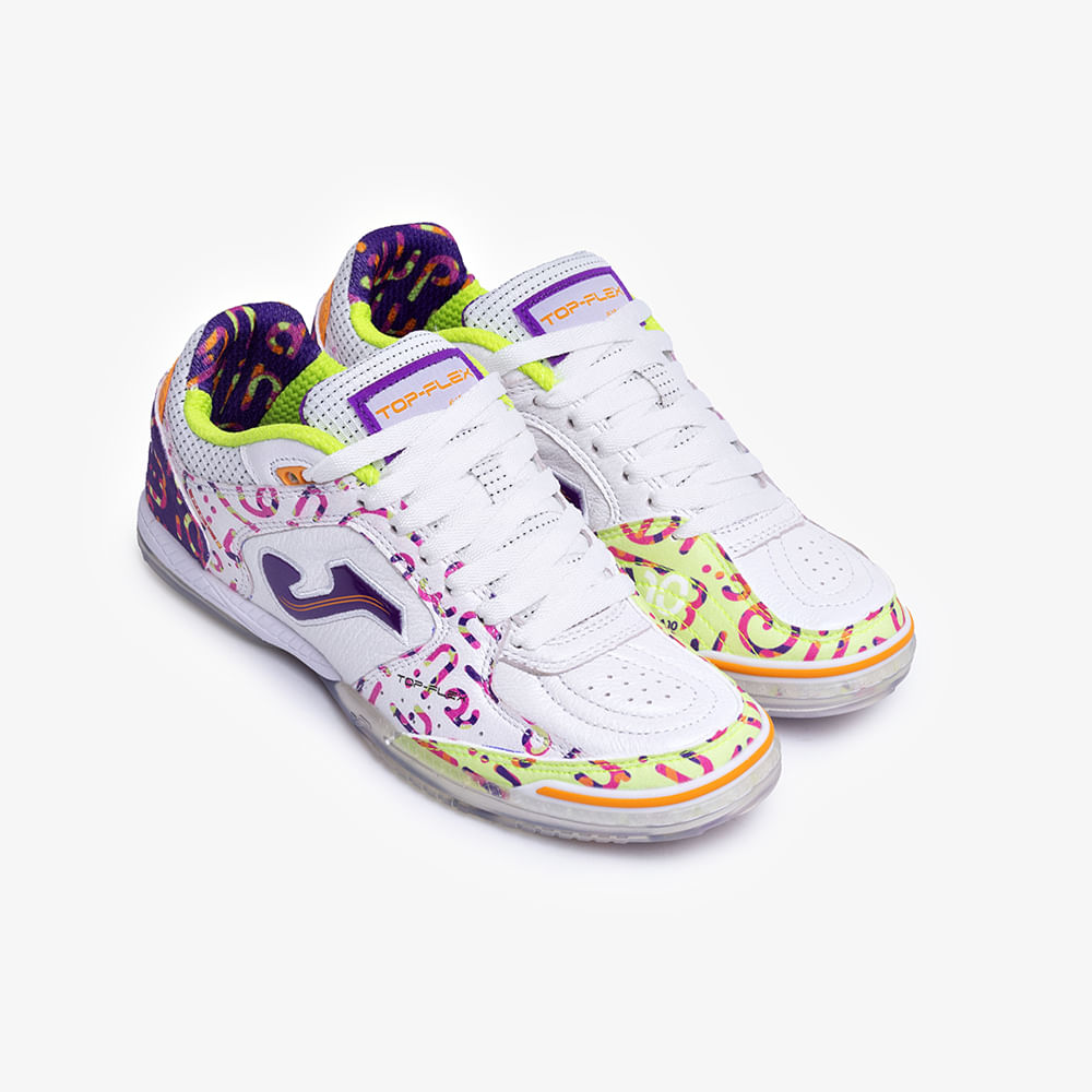 Chuteira de Futsal Joma Top Flex Amandinha Feminina Branco e Roxo-3