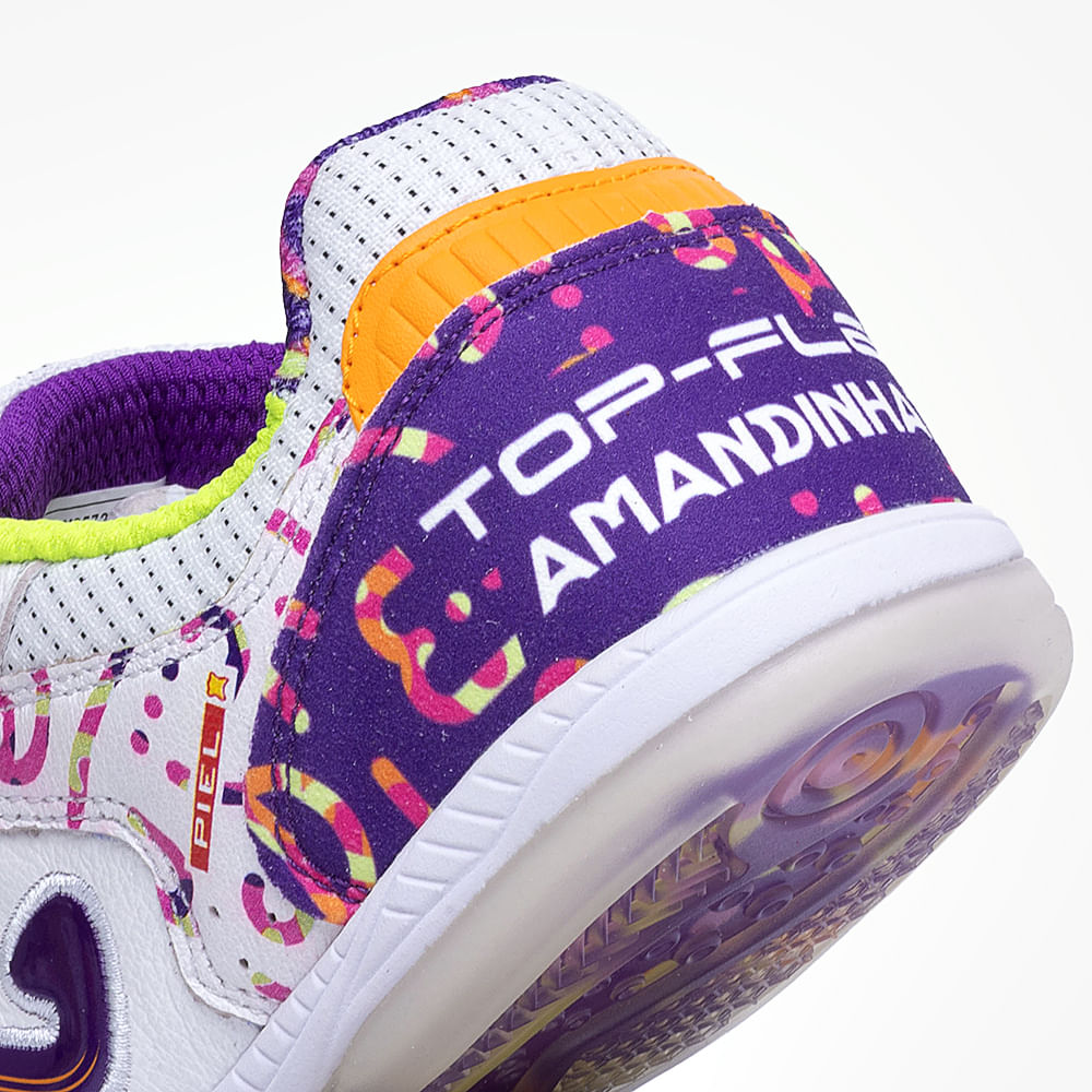 Chuteira de Futsal Joma Top Flex Amandinha Feminina Branco e Roxo-7
