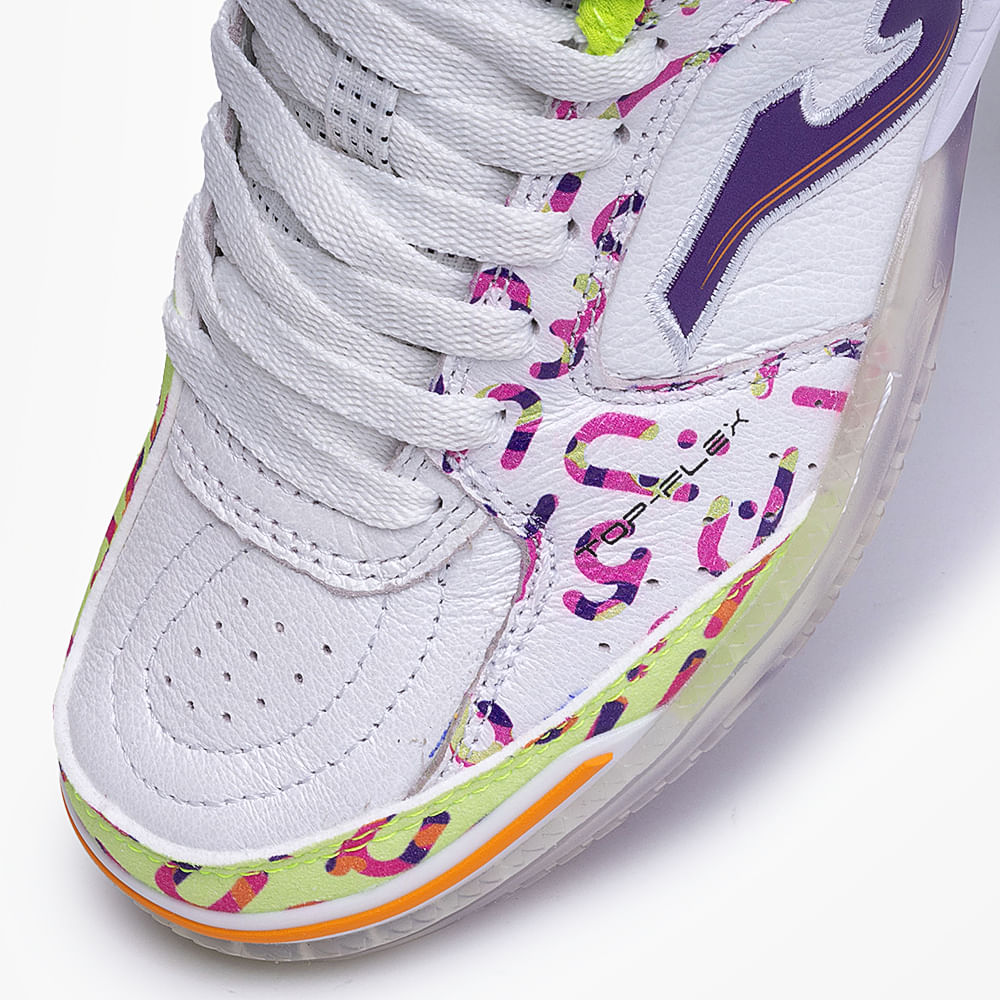 Chuteira de Futsal Joma Top Flex Amandinha Feminina Branco e Roxo-8
