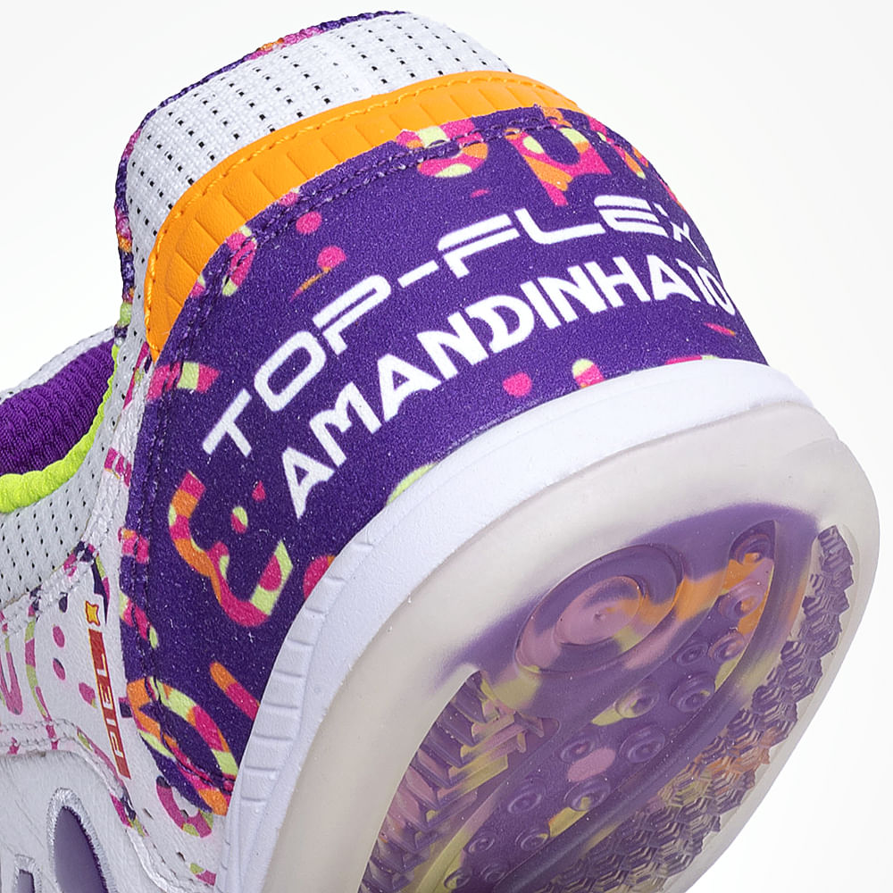 Chuteira de Futsal Joma Top Flex Amandinha Feminina Branco e Roxo-16