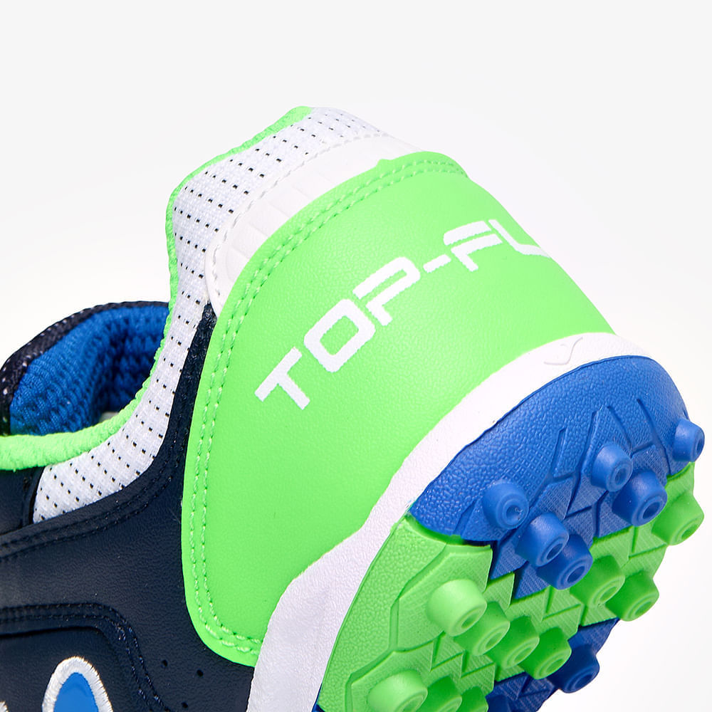 Chuteira de Society Joma Top Flex Infantil Azul Marinho e Verde-7